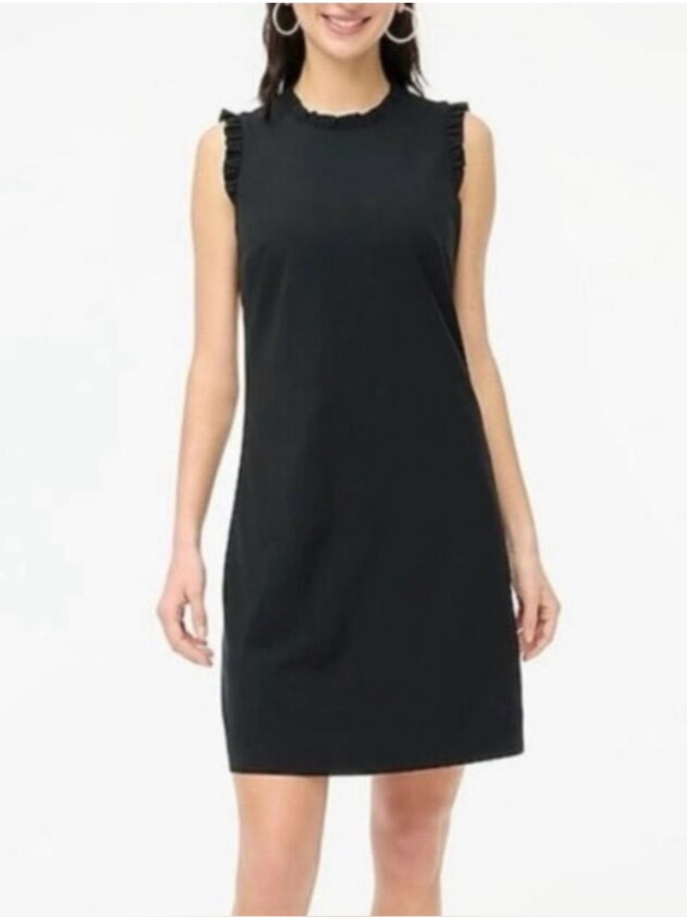 J Crew Factory NWT black ruffle accent classic dress